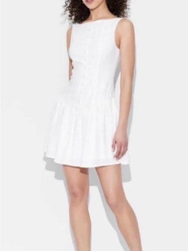 White Button-Front Dropwaist Sleeveless Sundress